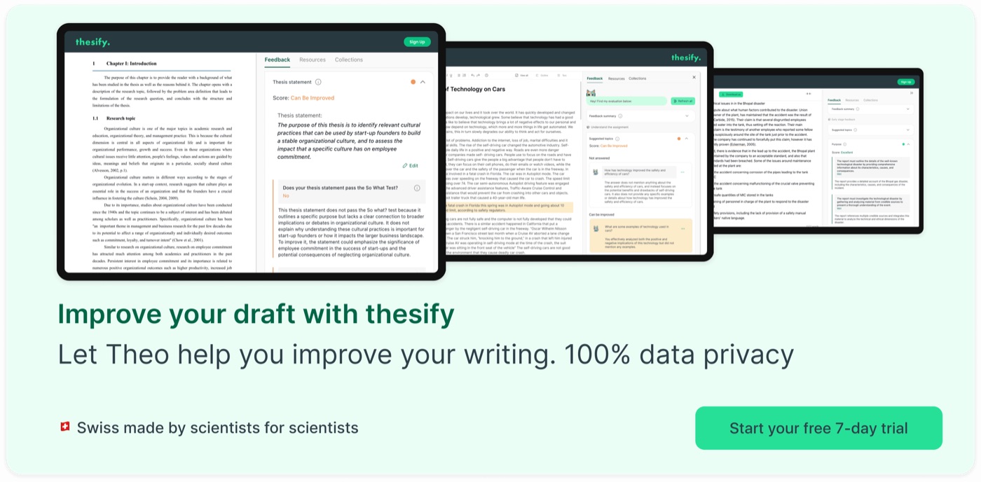 Improve your draft with thesify — let Theo help you improve your writing, with 100% data privacy